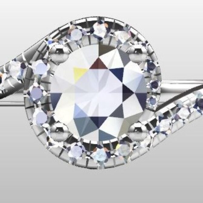 Custom Made Swirl Side Stone Engagement Ring SB2275 image 1