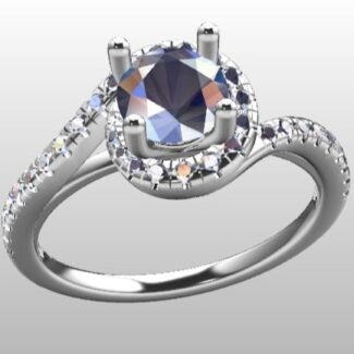 Custom Made Swirl Side Stone Engagement Ring SB2275 image 2