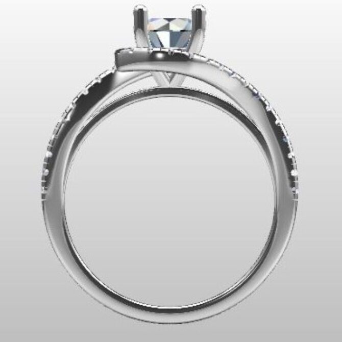 Custom Made Swirl Side Stone Engagement Ring SB2275 image 3