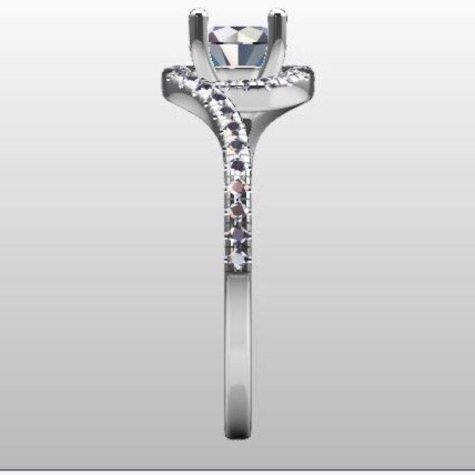 Custom Made Swirl Side Stone Engagement Ring SB2275 image 4