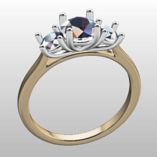 Custom Made Three Stone Engagement Ring SB2887 image 2