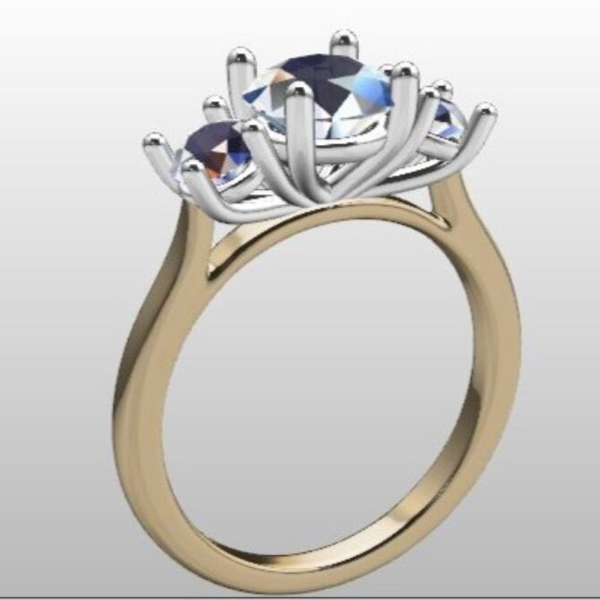 Custom Made Three Stone Engagement Ring SB3045 image 2