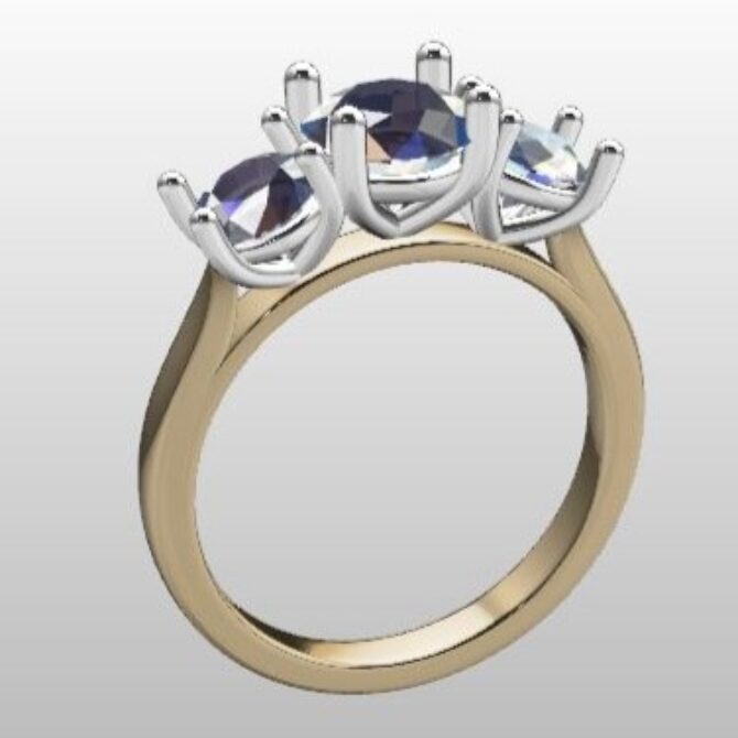 Custom Made Three Stone Engagement Ring SB3076 image 2