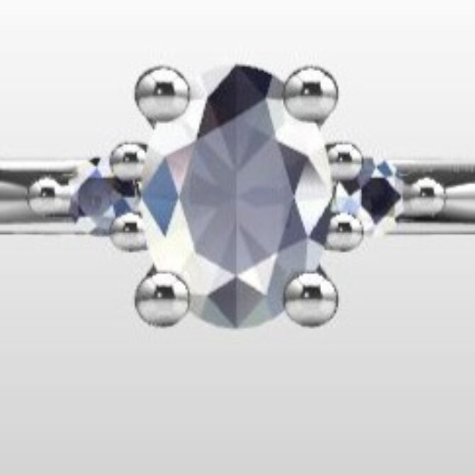 Custom Made Three Stone Oval Cut Engagement Ring SB3093 image 1