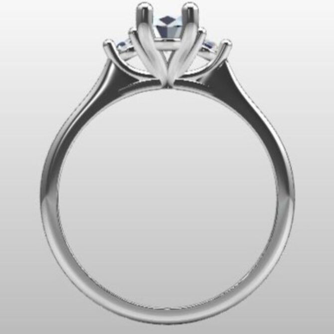 Custom Made Three Stone Oval Cut Engagement Ring SB3093 image 3
