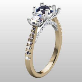 Custom Made Trilogy Side Stone Engagement Ring SB3218 image 2