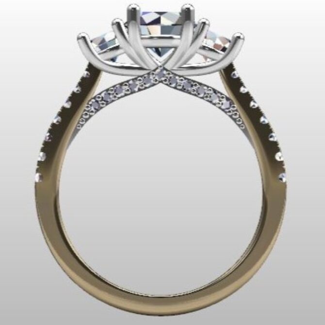 Custom Made Trilogy Side Stone Engagement Ring SB3218 image 3