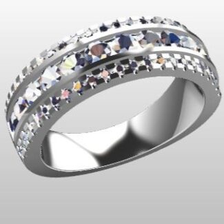 Custom Made Triple Row Diamond Set Wedding Ring SB2927 image 2