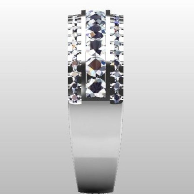 Custom Made Triple Row Diamond Set Wedding Ring SB2927 image 4