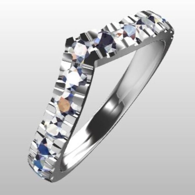 Custom Made V-Shape Diamond Set Wedding Ring SB3216 image 2