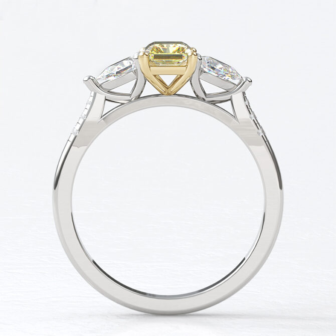 Custom Made Yellow Diamond Side Stone Engagement Ring SB2536 image 2