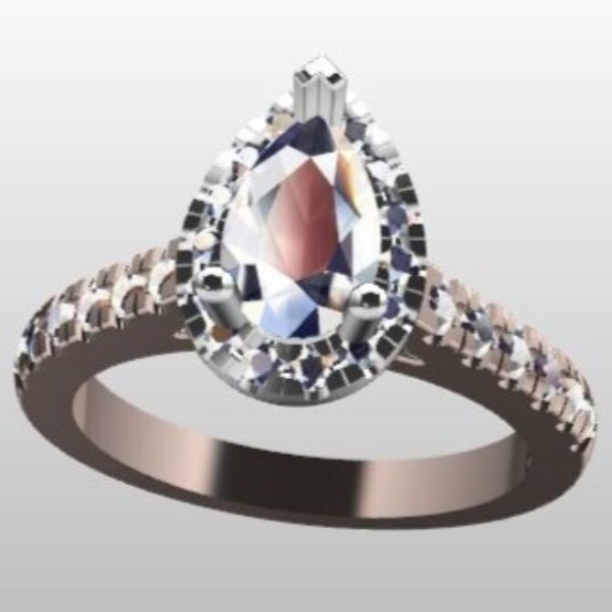 Custom Pear Cut Side Stone Engagement Ring SB2290 image 2