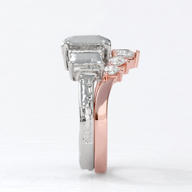 Custom made curved diamond set wedding ring sb4143 with engagement ring image 01