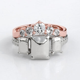 Custom made curved diamond set wedding ring sb4143 with engagement ring image 02