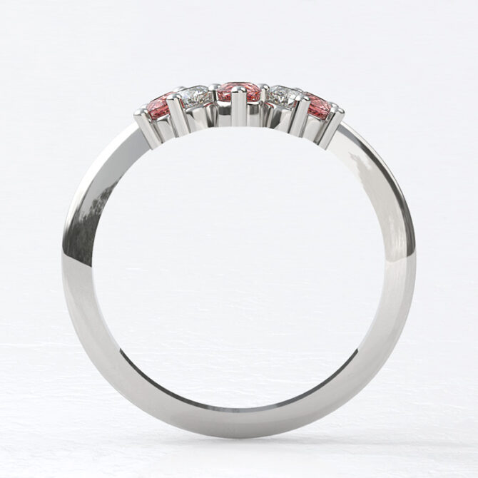 Custom made curved diamond set wedding ring sb4482v2 5 stone image 01