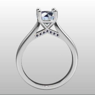 Custom made diamond set bridge round cut solitaire engagement ring SB2617 quick image 02