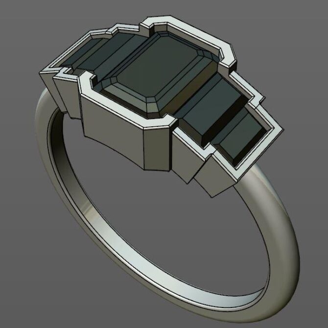 Custom made emerald cut and baguette cut five stone engagment ring SB2219 quick ring 02