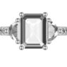 Custom made emerald cut and half moon cut three stone and side stone engagement ring SB4265 V3 quick image 01