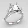 Custom made emerald cut and half moon cut three stone and side stone engagement ring SB4265 V3 quick image 02