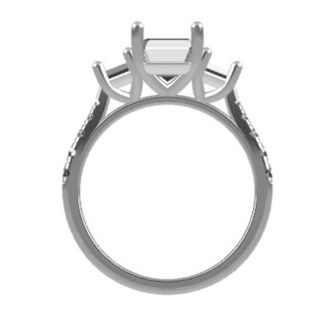 Custom made emerald cut and trapezoid cut three stone and side stone engagement ring SB4265 V2 quick image 03