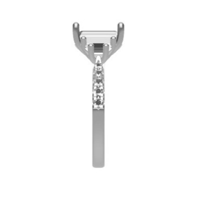 Custom made emerald cut and trapezoid cut three stone and side stone engagement ring SB4265 V2 quick image 04