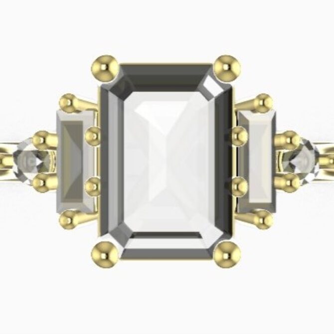 Custom made emerald cut five stone engagement ring SB4272 quick image 01