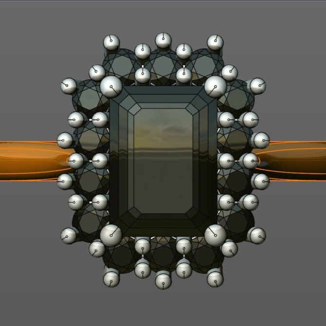 Custom made emerald cut floral halo engagement ring SB4271 quick image 01