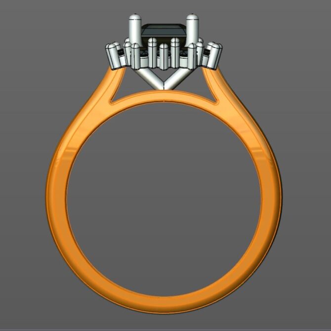 Custom made emerald cut floral halo engagement ring SB4271 quick image 03