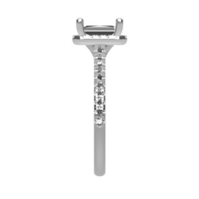 Custom made emerald cut halo and side stone engagement ring SB4382 quick image 04