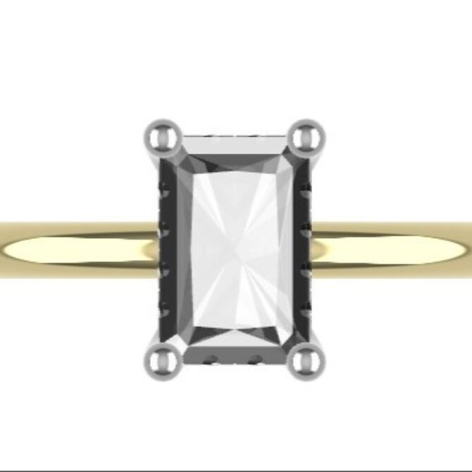 Custom made emerald cut hidden halo solitaire ring SB4261 V2 quick image 01