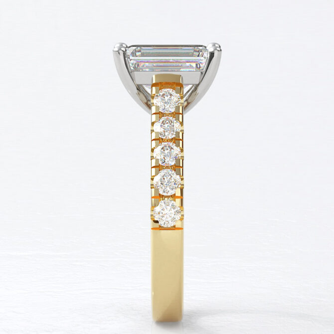 Custom made emerald cut side stone engagement ring sb4396 image 02