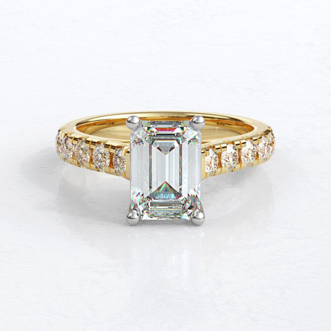 Custom made emerald cut side stone engagement ring sb4396 image 03