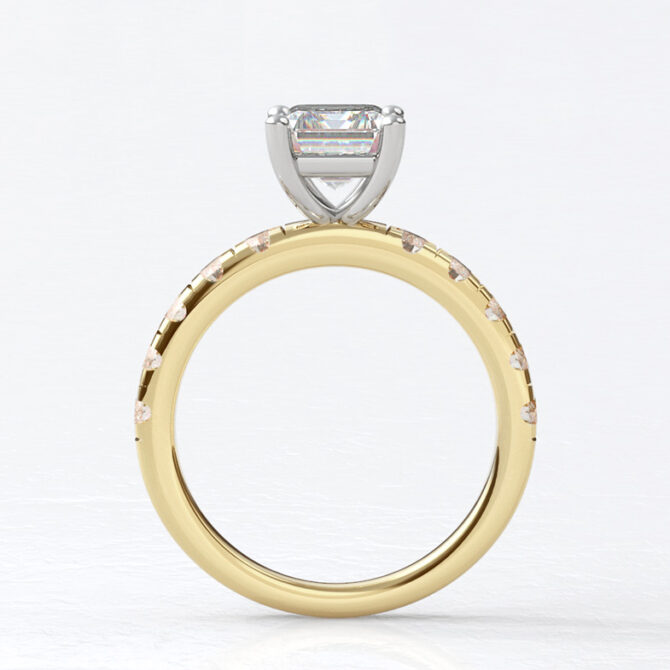 Custom made emerald cut side stone engagement ring sb4397 image 01