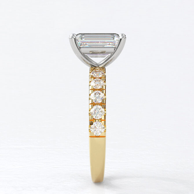 Custom made emerald cut side stone engagement ring sb4397 image 02