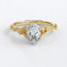 Custom made leaf pattern oval cut side stone engagement ring sb4209 image 03