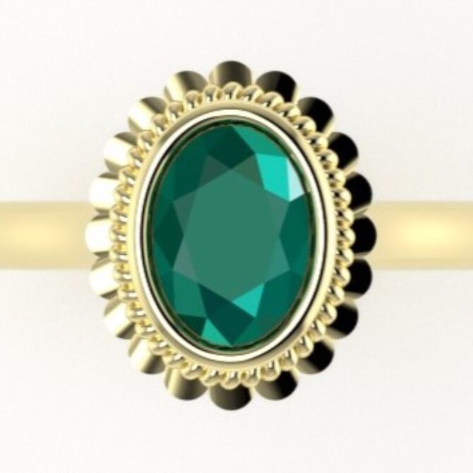 Custom made mill grain oval cut emerald engagement ring SB4259 quick image 01