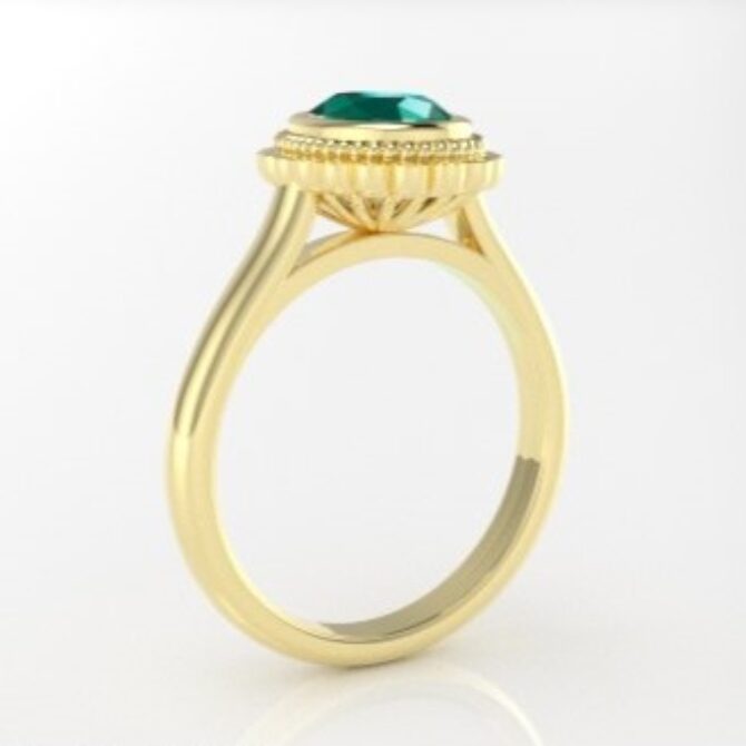 Custom made mill grain oval cut emerald engagement ring SB4259 quick image 02