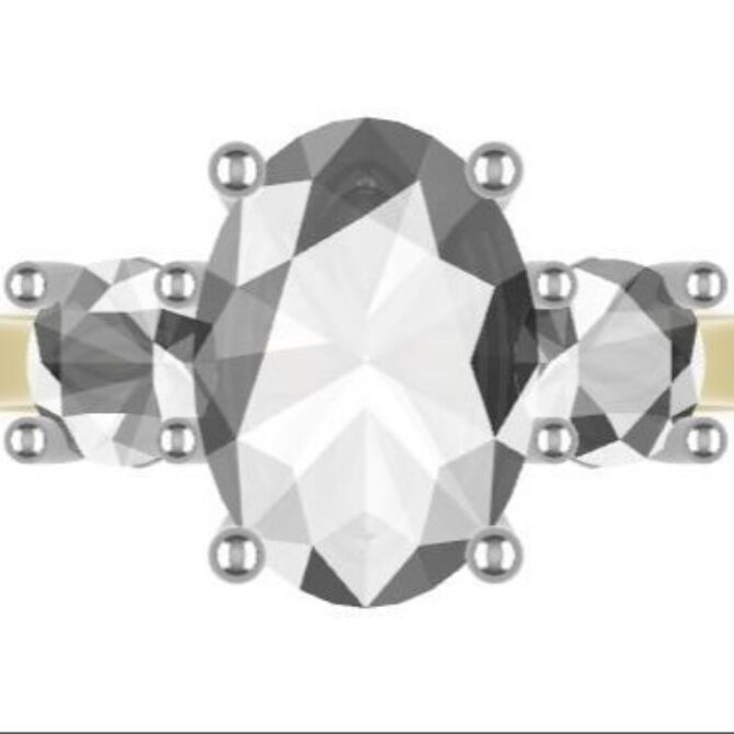 Custom made oval and round cut three stone engagement ring SB4245 quick image 01