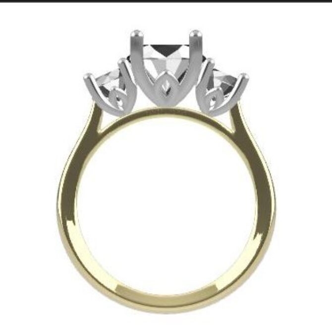 Custom made oval and round cut three stone engagement ring SB4245 quick image 03