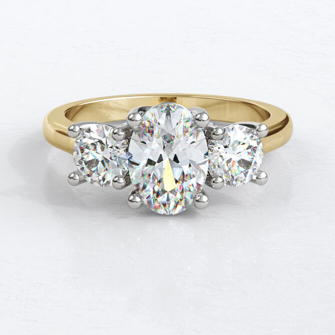 Custom made oval cut and round cut three stone engagement ring sb2204-image-3