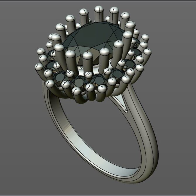 Custom made oval cut floral halo engagement ring SB4240 quick image 02