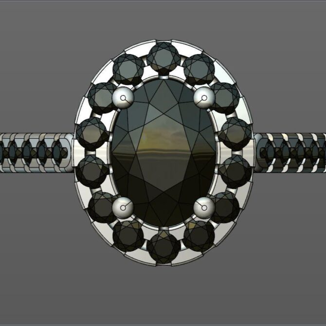 Custom made oval cut halo and side stone engagement ring SB2159 quick image 01