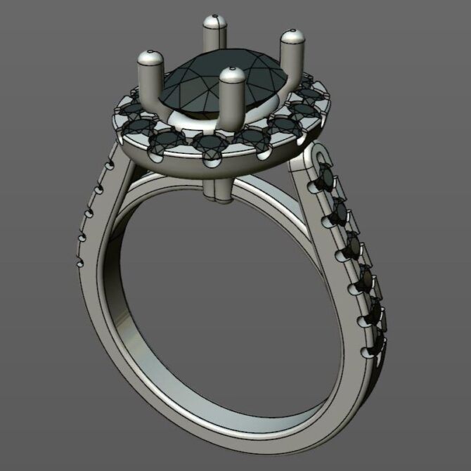 Custom made oval cut halo and side stone engagement ring SB2159 quick image 02