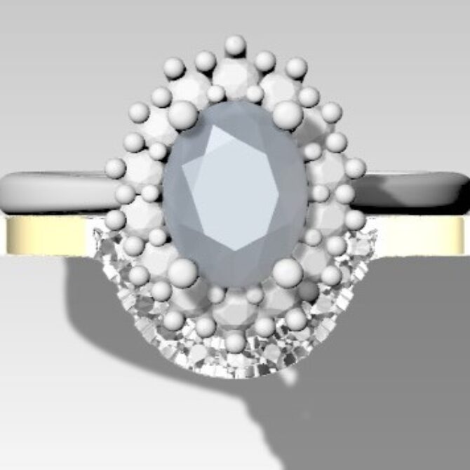 Custom made oval cut halo engagement ring sb4443 and curved diamond set wedding ring sb4444 v2 quick image 01