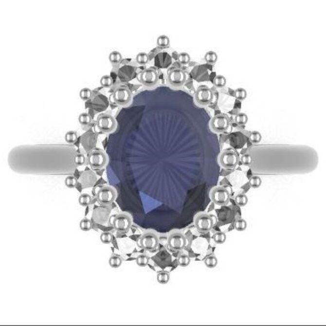 Custom made oval cut sapphire floral halo engagement ring sb4152 quick image 01
