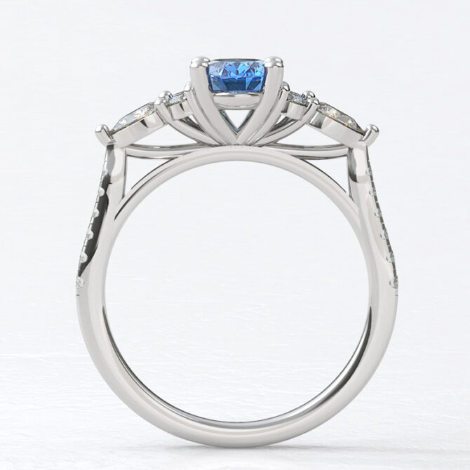 Custom made oval cut sapphire multi stone engagement ring SB4492 image 01