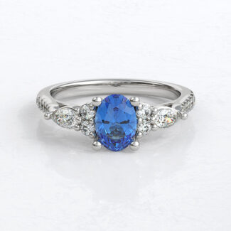 Custom made oval cut sapphire multi stone engagement ring SB4492 image 03