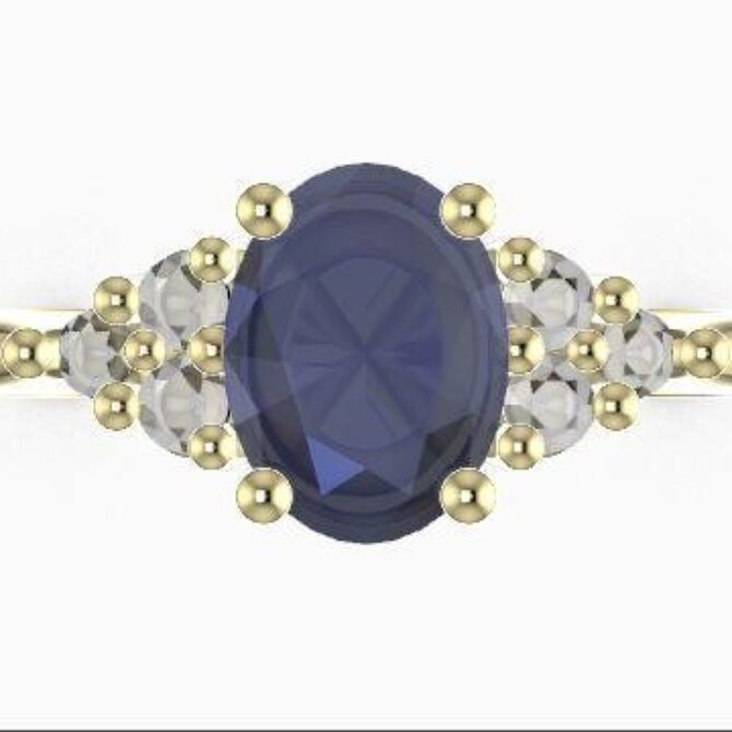 Custom made oval cut sapphire side stone engagement ring sb4013 quick image 01