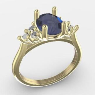 Custom made oval cut sapphire side stone engagement ring sb4013 quick image 02