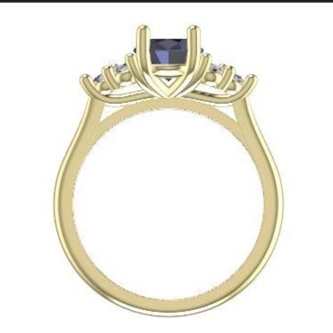 Custom made oval cut sapphire side stone engagement ring sb4013 quick image 03
